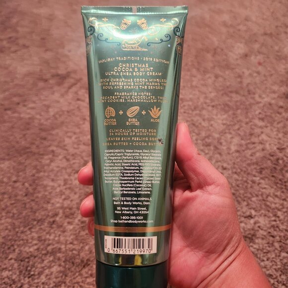 NEW Christmas Cocoa Mint Bath & Body Works Body Cream Lotion 8oz retired Scent - Picture 2 of 3
